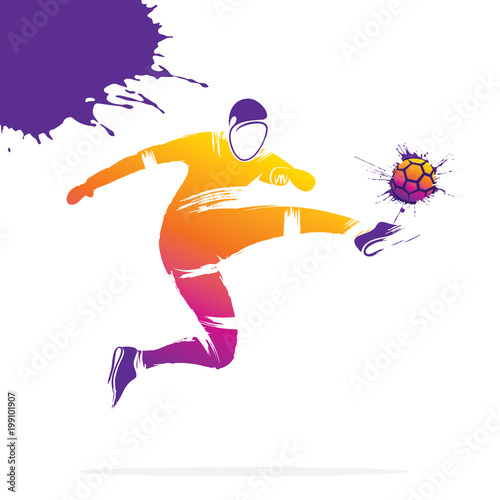 soccer player kicking ball