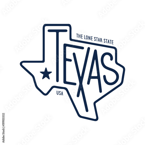 Texas related t-shirt design. The lone star state. Vintage vector illustration. photo