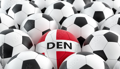 Soccer ball in denmarks national colors - 3D Rendering 