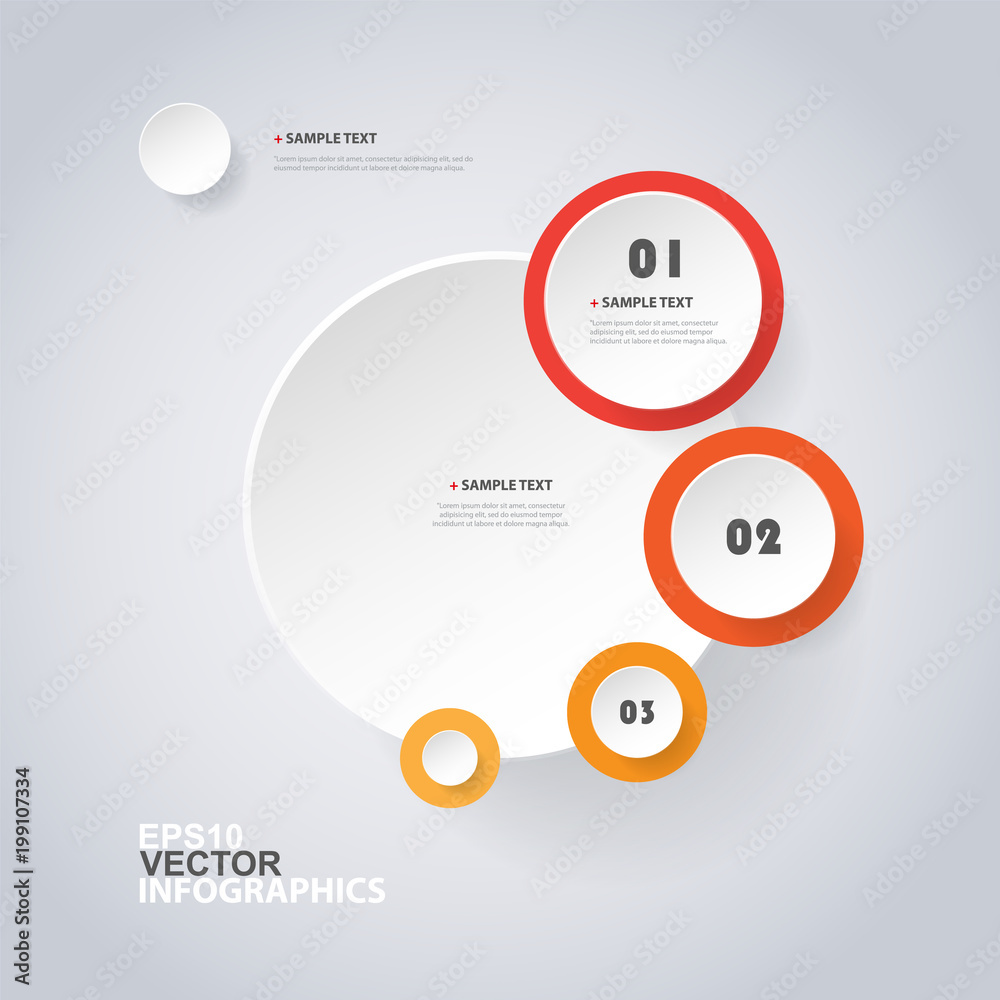 Fototapeta premium Colorful Modern Paper Cut Style Infographics Design - Minimalist Geometric Shapes, Circles