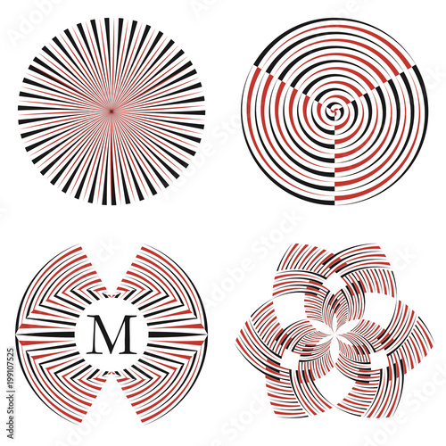 Abstract circle symbols, logos, emblems, monogram. Vector modern design halftone creative geometric circle backgrounds.