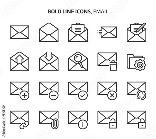 Email, bold line icons