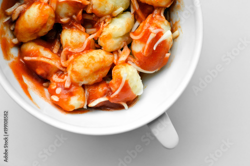 Gnocchi with cheese and tomato sauce 