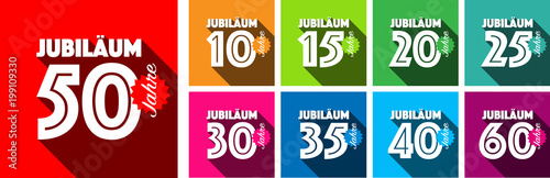 Jubiläum von 10 bis 60 Jahren