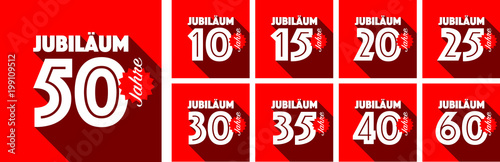 Jubiläum von 10 bis 60 Jahren