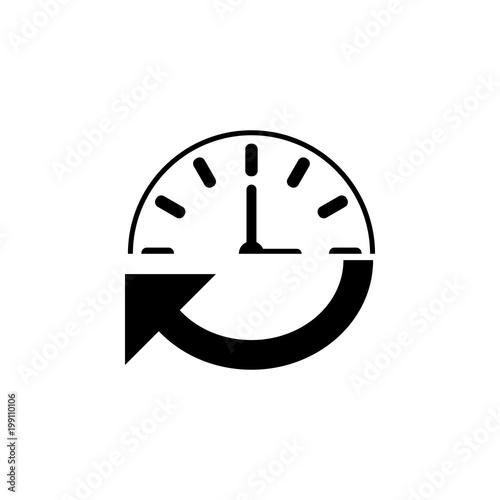 arrow and clock icon. Element of time managment illustration. Premium quality graphic design icon. Signs and symbols collection icon for websites, web design, mobile app
