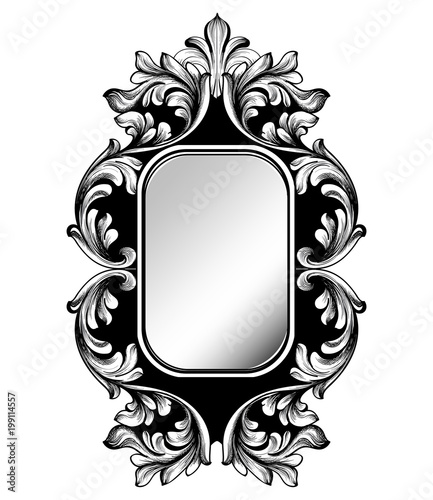 Baroque mirror frame. Vector Imperial decor design elements. Rich encarved or...