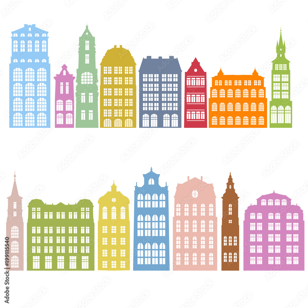 vector silhouettes of houses