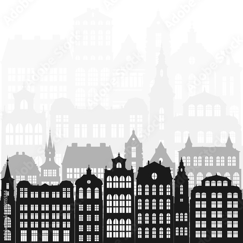 vector silhouettes of european city