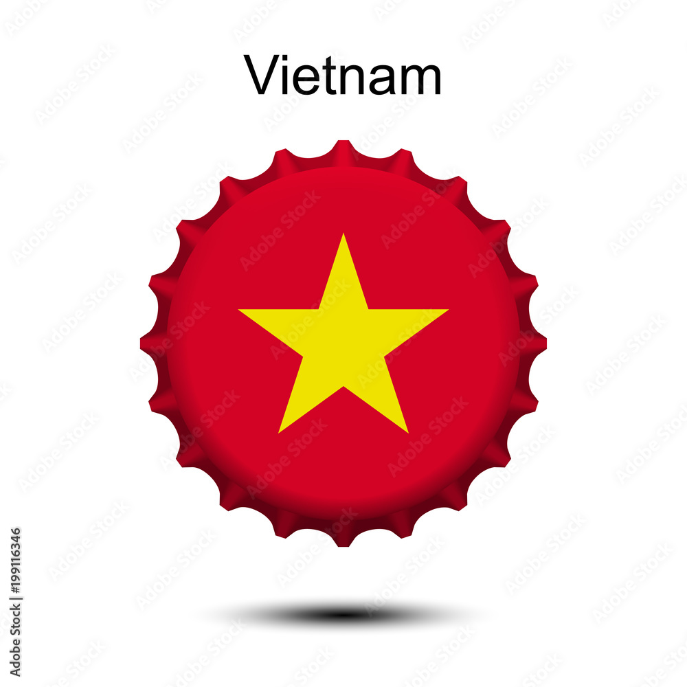 National flag of Vietnam on a bottle cap. Vector Illustration National flag of Vietnam on a bottle cap. Vector Illustration