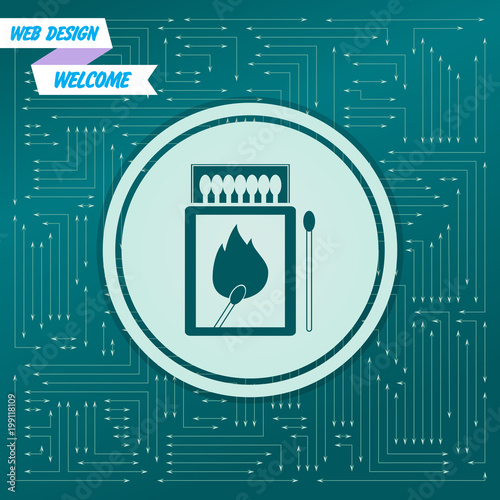 matchbox and matches icon on a green background, w