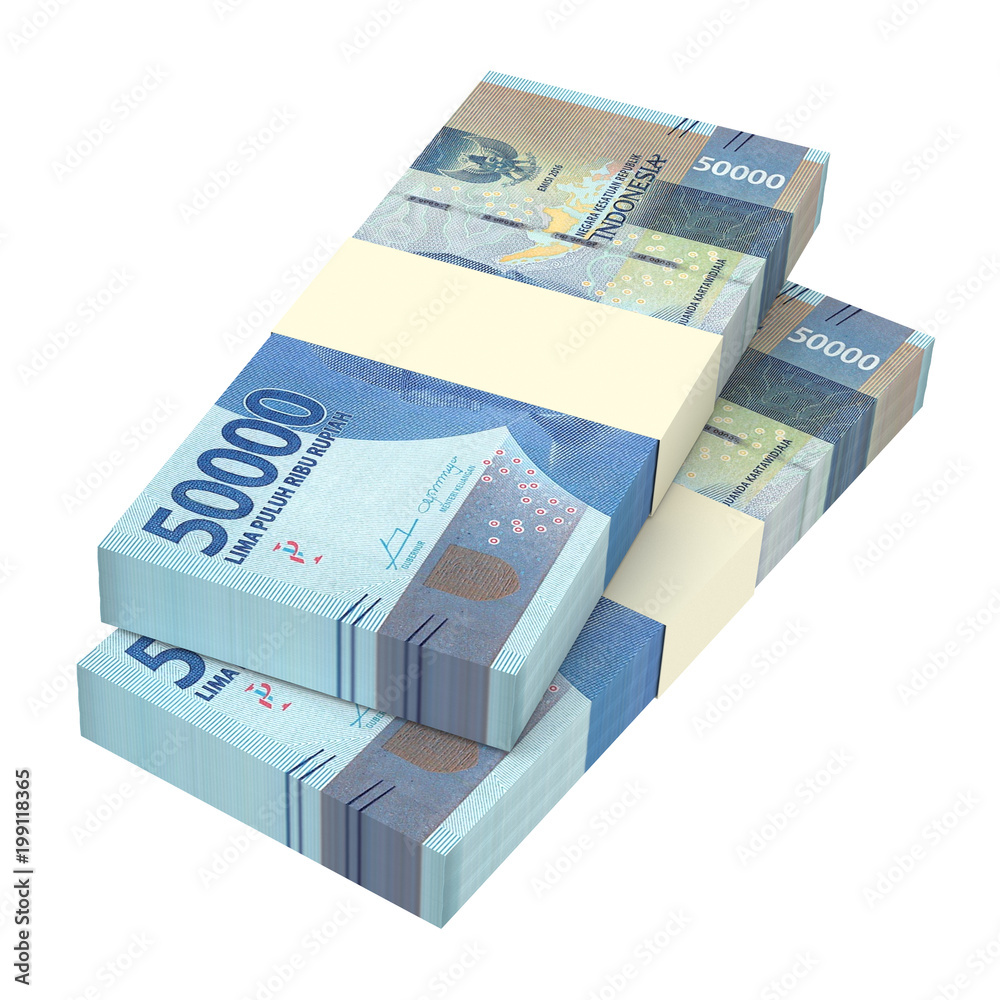 Indonesian rupiah money isolated on white with clipping path. 3D illustration. Indonesian rupiah money isolated on white with clipping path. 3D illustration.