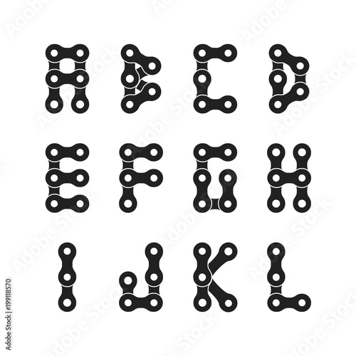 Bike or Bicycle Chain Monochrome Vector Font