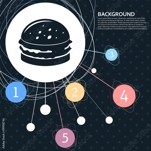 Burger, sandwich, hamburger icon with the backgrou