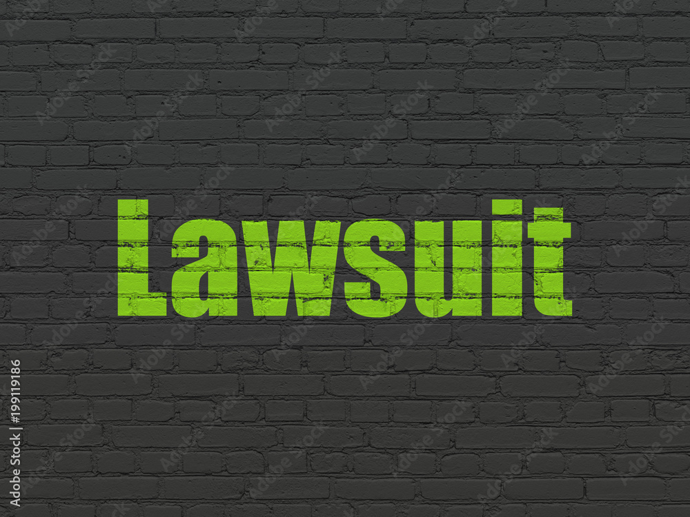Law concept: Painted green text Lawsuit on Black Brick wall background Law concept: Painted green text Lawsuit on Black Brick wall background