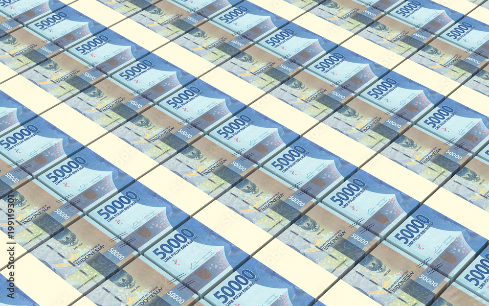 Indonesian rupiah bills stacks background. 3D illustration. Indonesian rupiah bills stacks background. 3D illustration.