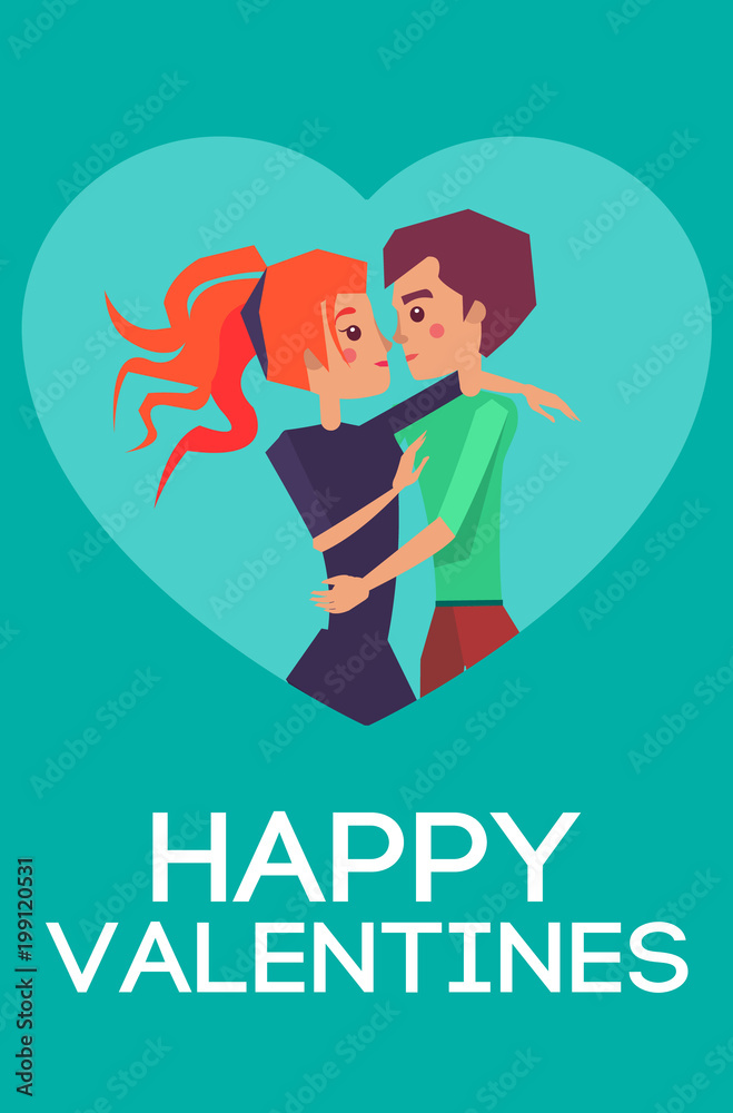 Obraz premium Happy Valentines Vector Greeting Card Design Lovers