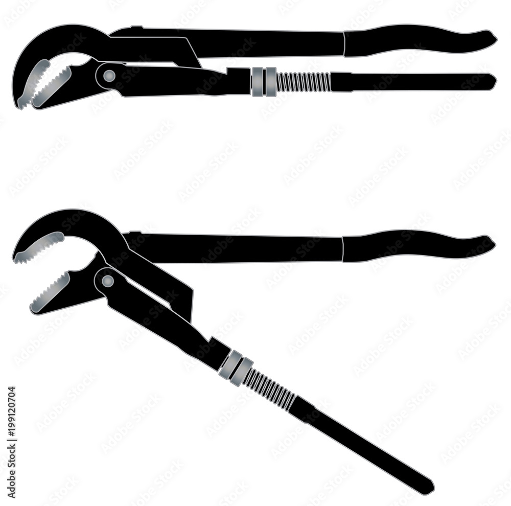 pipe wrench, spanner, plumber tool, vector eps 10 pipe wrench, spanner, plumber tool, vector eps 10