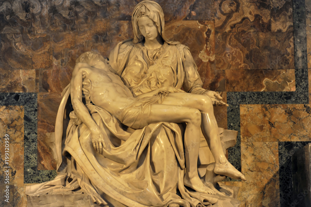 Marmor-Skulptur Pieta von Michelangelo, Petersdom, Rom, Latium, Italien, Europa