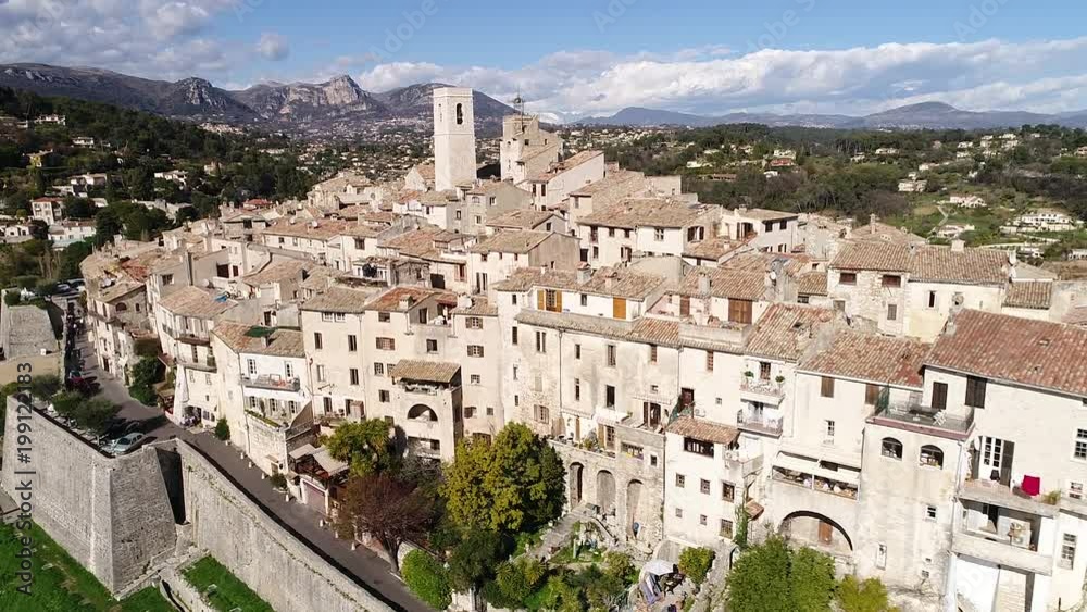 Aerial view of St Paul de Vence, a Famous perched village on French Riviera, HD (1920X1080) Aerial view of St Paul de Vence, a Famous perched village on French Riviera, HD (1920X1080)