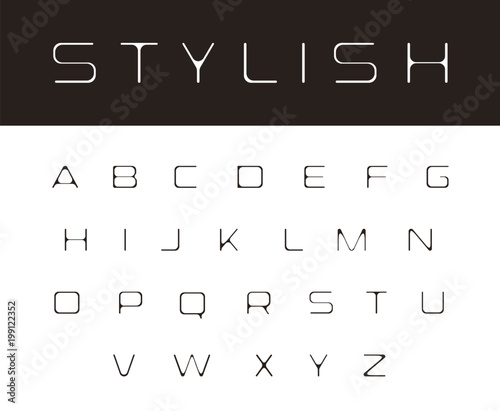 Thin melting font, modern stylish monogram design elements, simple alphabet, elegant rounded letters, trendy abc logo template.