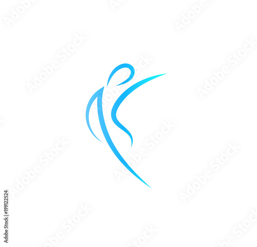 Figure skating icon. Elegant outline stylish figure vector logotype, abstract logo for fitness center or health care clinic for women. Outline woman silhouette, ice rink vector illustration.
