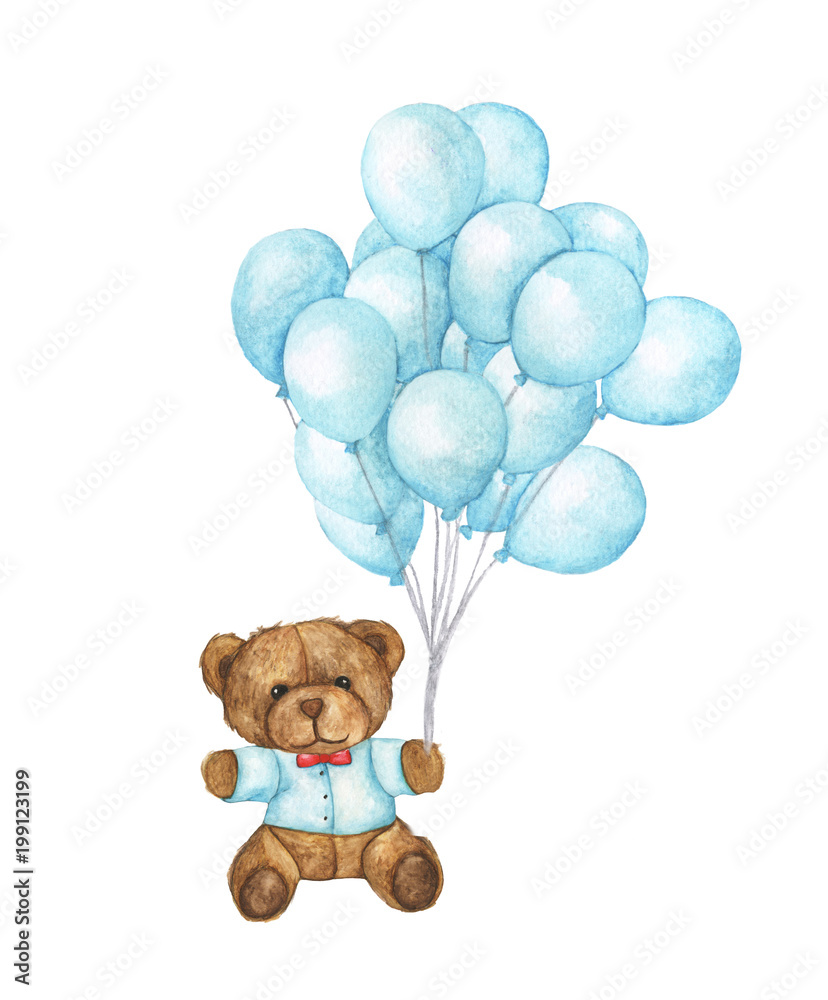 Flying teddy sale bear with balloons
