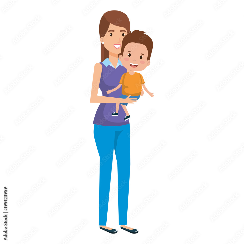 mother lifting son characters vector illustration design mother lifting son characters vector illustration design