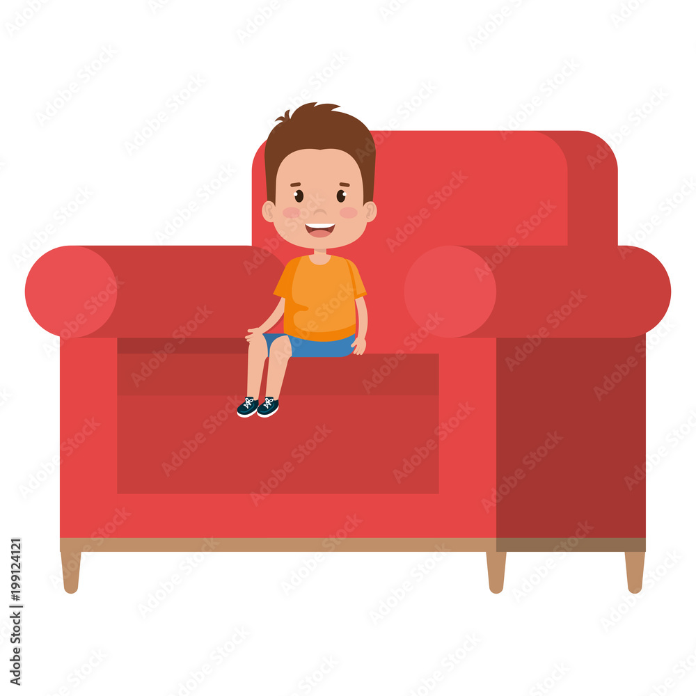little boy sitting in sofa character vector illustration design little boy sitting in sofa character vector illustration design