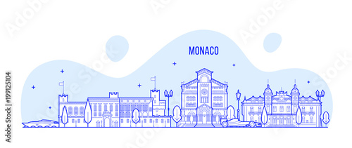 Monaco skyline city buildings vector