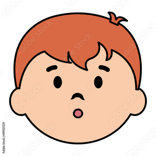 happy little boy head character vector illustration design