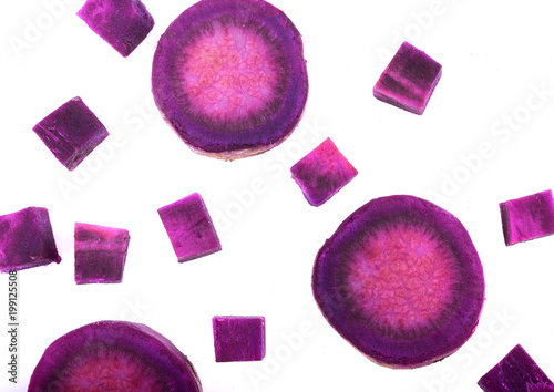purple yams on isolated white background.