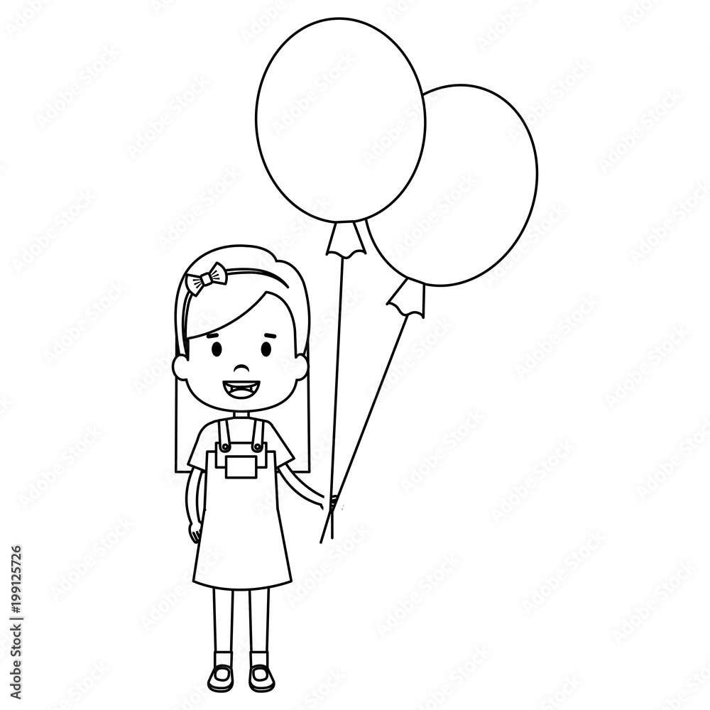 happy little girl with balloons air character vector illustration design happy little girl with balloons air character vector illustration design