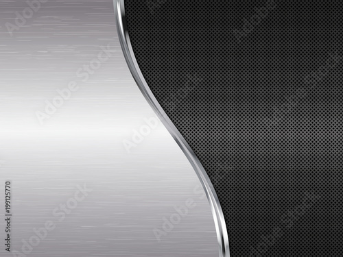 Silver and black metallic background. Abstract vector illustration.