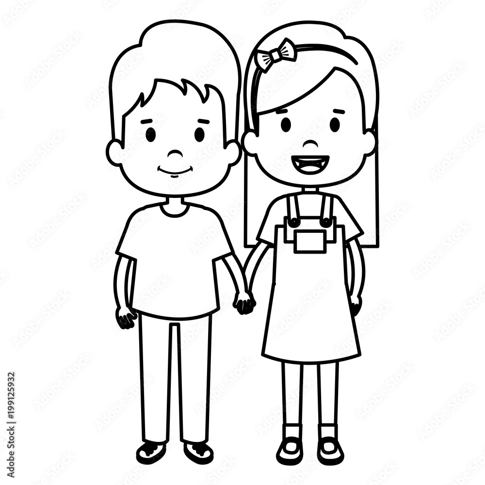 happy little couple characters vector illustration design happy little couple characters vector illustration design