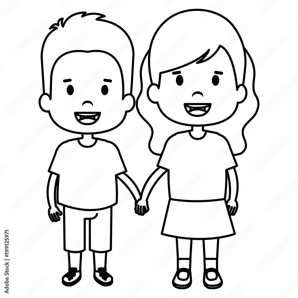 happy little couple characters vector illustration design happy little couple characters vector illustration design