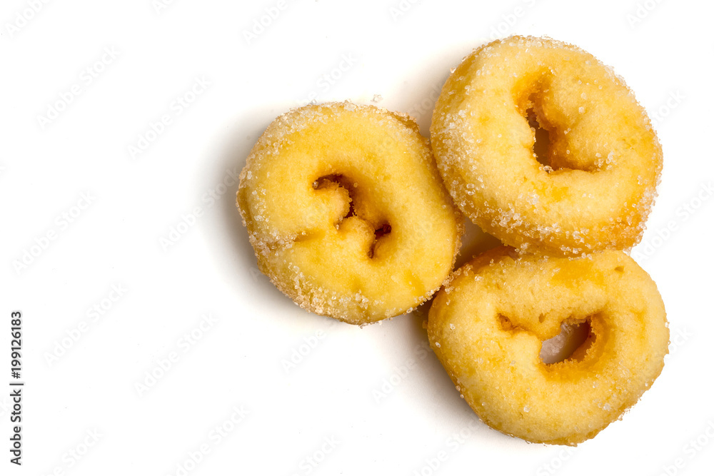 Donuts with sugar on a white background