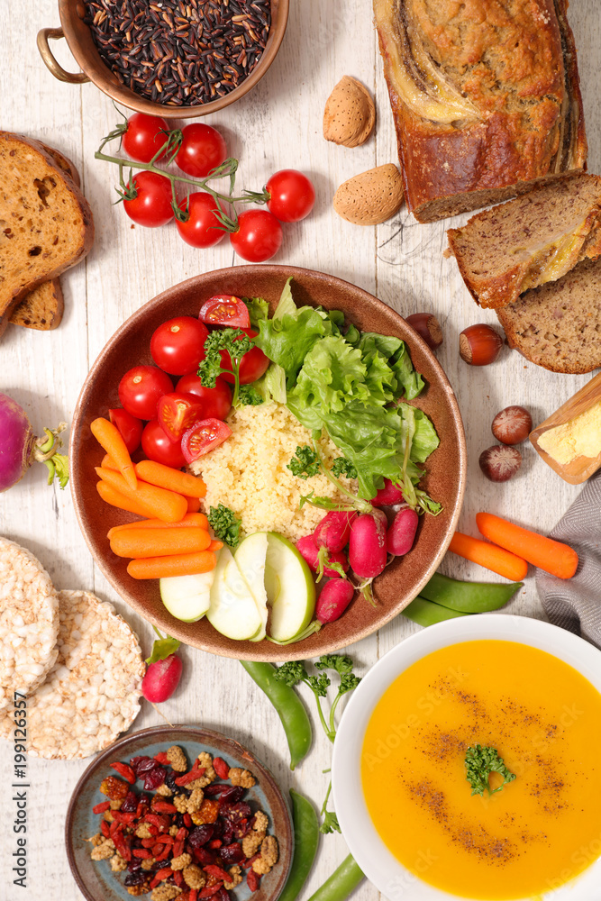 selection of vegetarian food, healthy food selection of vegetarian food, healthy food