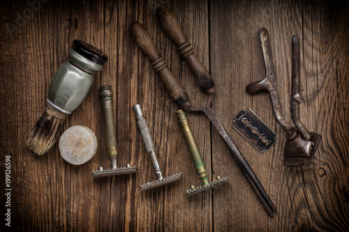 Vintage barber shop tools.