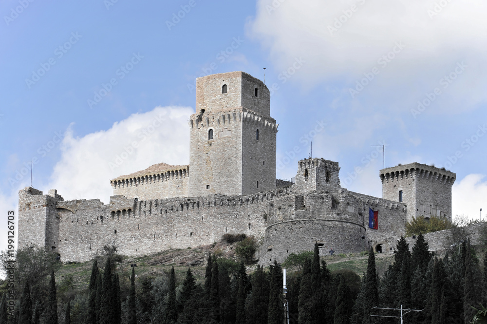 Burg Rocca Maggiore in Assisi, Umbrien, Italien, Europa