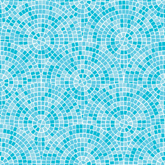 Wandcirkels Mozaïek patronen Blauw trencadis mozaiek patroon  © barrirret