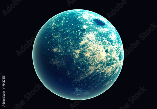Blue earth in space and galaxy. Globe with outer glow ozone and white cloud. Space planet and Atmosphere concept. Alien and Living nature theme. Elements of this image furnished by NASA photo