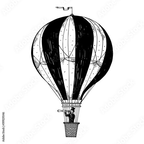 Vintage air balloon engraving vector illustration