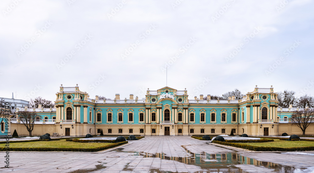 Mariinsky palace building (ceremonial president residence) in Kyiv, Ukraine. Barocco architecture building.