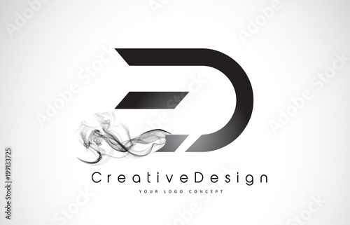 ED Letter Logo Design with Black Smoke.