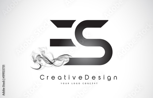 ES Letter Logo Design with Black Smoke.