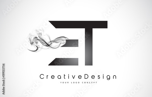 ET Letter Logo Design with Black Smoke.