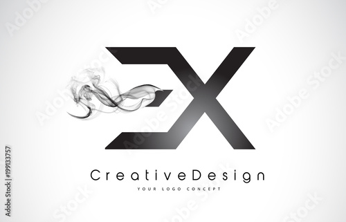 EX Letter Logo Design with Black Smoke. © twindesigner