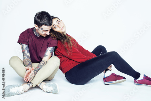 young pretty couple together, lifestyle people concept, boyfrien photo