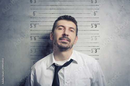 Fotografie Portrait of a handsome, stylish bearded businessman posing for a mugshot